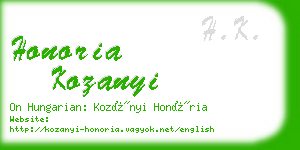 honoria kozanyi business card
